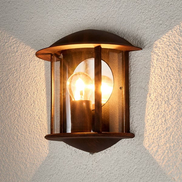 Lindby Wandleuchte außen Maelis (spritzwassergeschützt (Modern) in Braun aus Aluminium (1 flammig, E27) - Außenwandleuchten Wandlampe Led Außenlampe Outdoor für Außenwand/Hauswand Haus