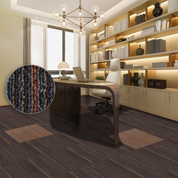 FLOORDIREKT Teppichfliese Berlin - Selbstliegend -  50x50 cm - Braun