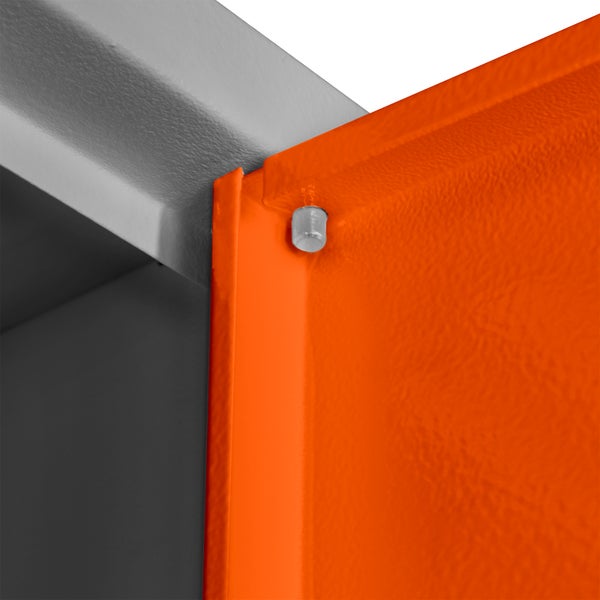 PROREGAL Garderobenschrank Ermine mit 3 Türen | HxBxT 178x89x50cm | Lichtgrau/Orange | Spind, Aufbewahrungsspind, Arbeitsschrank