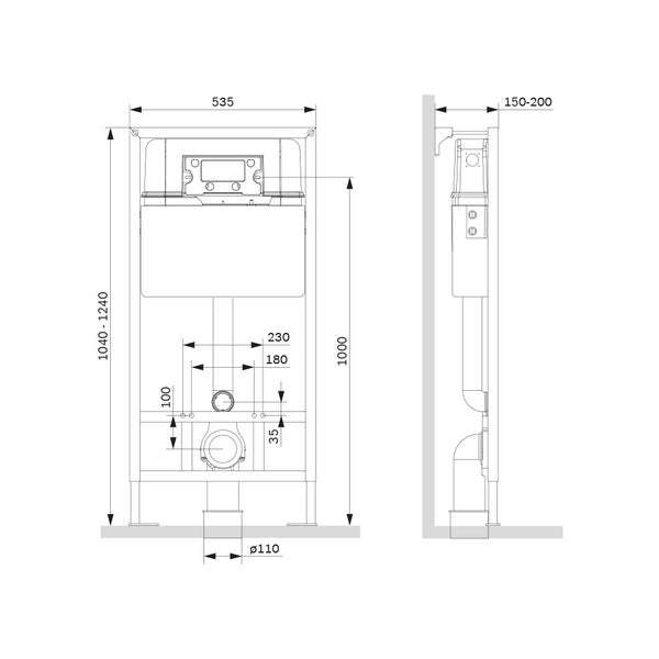 AM.PM Wand-WC Set Tiefspüler offener Spülrand weiß glänzend mit WC-Sitz , Vorwandelement und Betätigungsplatte chrom IIS70151.NA1700