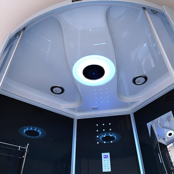 Home Deluxe - Dampfdusche EXCLUSIVE - Schwarz, Maße: 150 x 150 x 220 cm - inkl. Radio, Regendusche und komplettem Zubehör I Dampfsauna, Badewanne, Whirlpool, Dusche