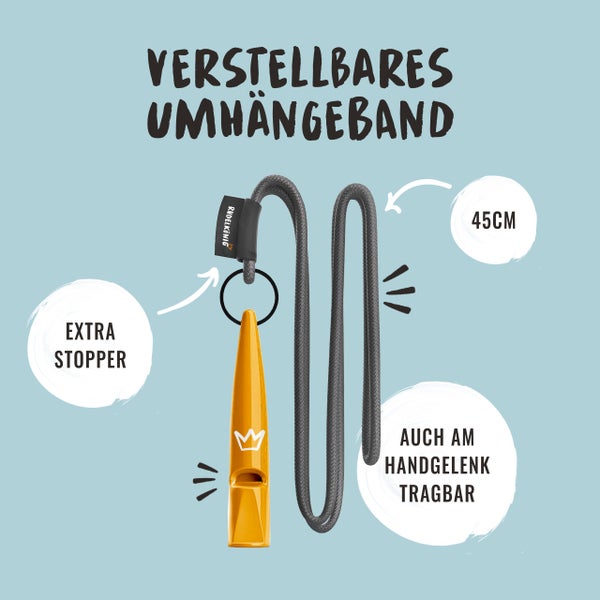 Verstellbares Umhängeband mit Rudelkönig Hundepfeife, ausgestattet mit einem Stopper