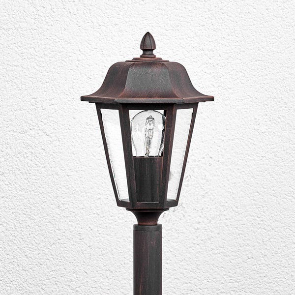 Lindby Außenleuchte Lamina (spritzwassergeschützt (Retro, Vintage Antik) in Braun aus Aluminium (1 flammig E27) - Wegeleuchte Pollerleuchte Wegelampe Sockelleuchte