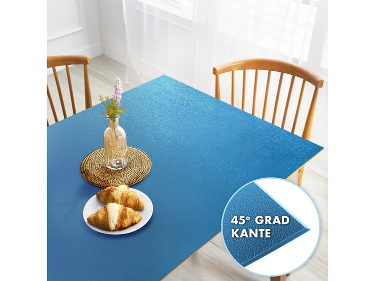 FLOORDIREKT Tischfolie Empire - mit abgeschrägter Kante - 1,5 mm Stärke - Blau - 90 x 90 cm