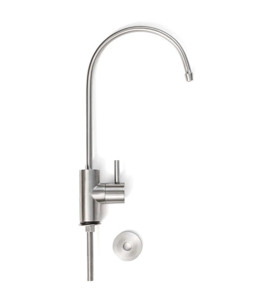 Entnahmehahn für Wasserfilter, Osmoseanlage aus hochwertigem, gebürstetem Edelstahl.