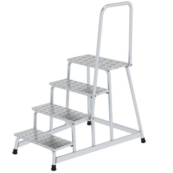 Treppenleiter aus Aluminium mit vier Stufen und Haltegriff
