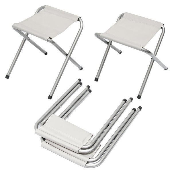AMANKA klappbarer höhenverstellbarer Campingtisch 120x60x70cm inkl. 4 Falthocker Campingtischset Kofferformat Hell Grau