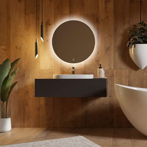 Home Deluxe - LED-Spiegel SILA - 100 cm - Rund - 3 verschiedene Lichtfarben - Antibeschlagssystem - 38 Watt Gesamtleistung I Wandspiegel Badspiegel Badezimmerspiegel