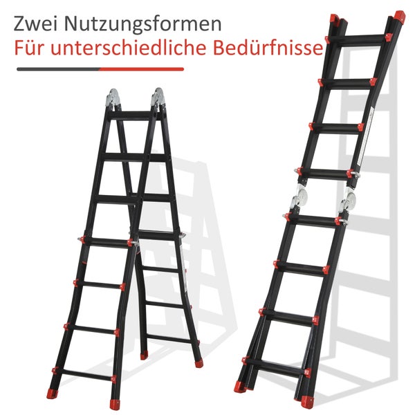 Mehrzweckleiter in zwei verschiedenen Aufbauvarianten
