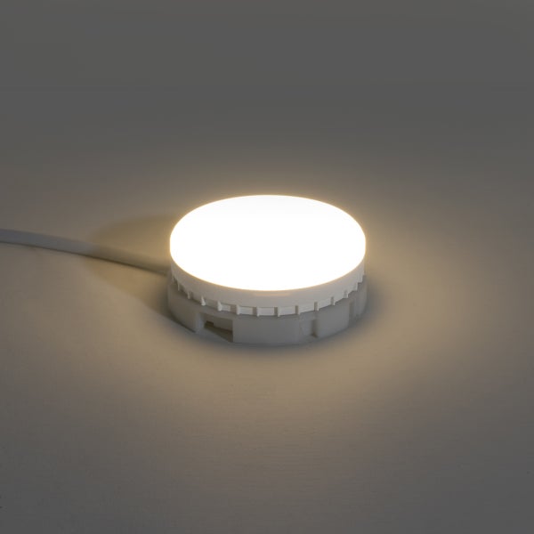 Runde LED-Unterbauleuchte aus Kunststoff mit Kabel, warmweißes Licht