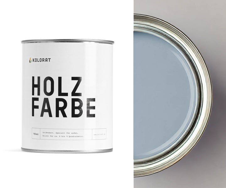 Kolorat Holzfarbe, wetterfest für Außen - BlauGrau K/27-8-9-26/T – 0.75L  Hochwertige Wetterschutzfarbe, höchste Deckkraft, Holzschutz - schützt vor UV-Strahlen und Witterung, schnelltrocknender Anstrich, ideal für Holz im Außenbereich