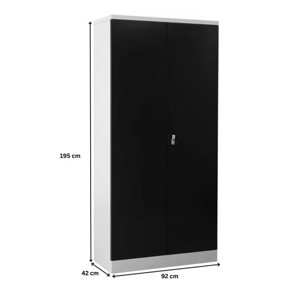 PROREGAL Stahlschrank Bee 8 Fachböden HxBxT 195 x 92 x 42 cm Pulverbeschichtetes Fachbodenmaterial Weiß & Anthrazit