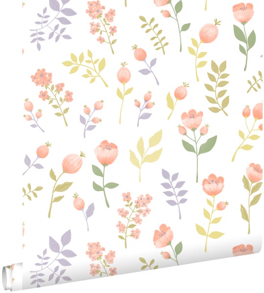 ESTAhome Tapete Blumen Pastell-Farben - 50 x 900 cm - 139976