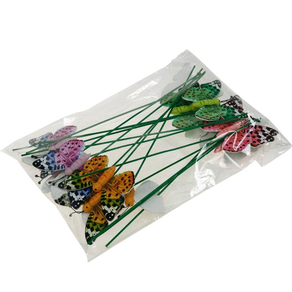 Dekorative Schmetterlinge am Stab im Beutel für den Garten