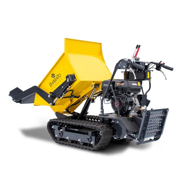 BAMATO Mini-Dumper mit Kettenlaufwerk und gelbem Kippbehälter