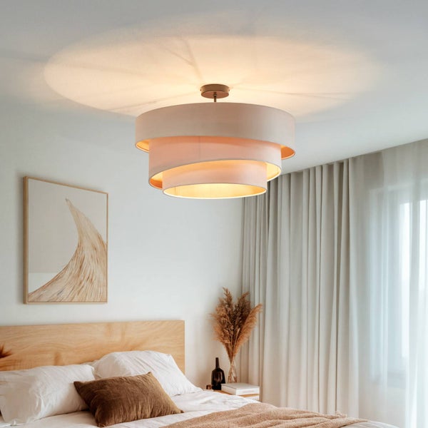 Lindby Deckenlampe Jusari (Modern) in Creme aus Textil (3 flammig, E27) - Deckenleuchte Lampe Wohnzimmerleuchte