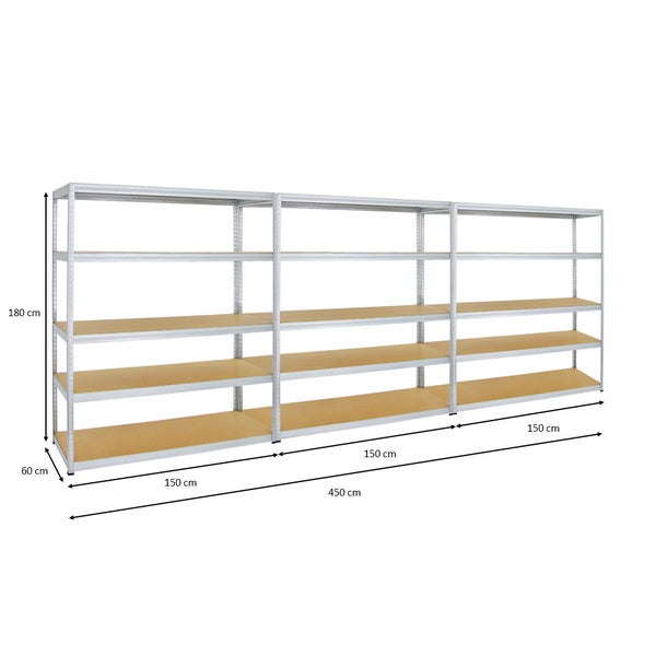 PROREGAL Mega Deal 3x Schwerlastregal Giant Elephant HxBxT 180 x 150 x 60 cm Fachlast 200 kg Verzinkt