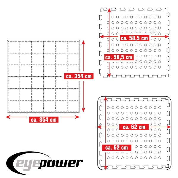 eyepower Poolunterlage für 305 cm Pool - 36 EVA Matten - 1cm Unterlegmatten Set - Outdoor Unterlage