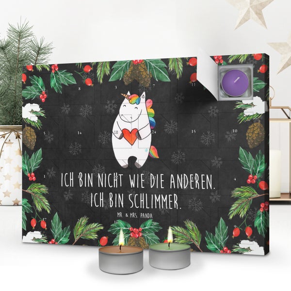 Mr. & Mrs. Panda Duftkerzen Adventskalender Einhorn Herz - Schwarz