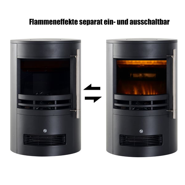 HOMCOM LED Elektrokamin mit Flammeneffekt, 900/2000W, 41x41x64,5cm, Eisen, Kunststoff, gehärtetes Glas, Schwarz