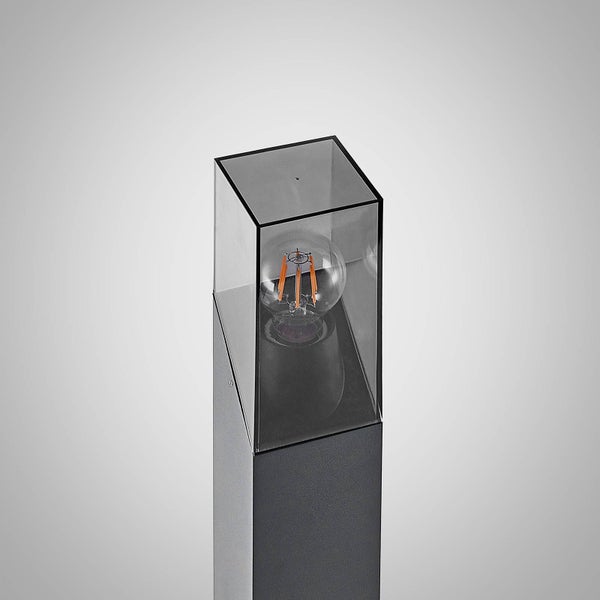 Lucande Außenleuchte Fiola (spritzwassergeschützt (Modern) in Schwarz aus Aluminium (1 flammig, E27) - Wegeleuchte Pollerleuchte Wegelampe Sockelleuchte