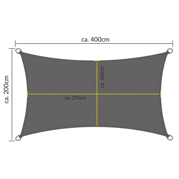 SolVision PS9 Sonnensegel 200x400cm rechteckig Anthrazit PE