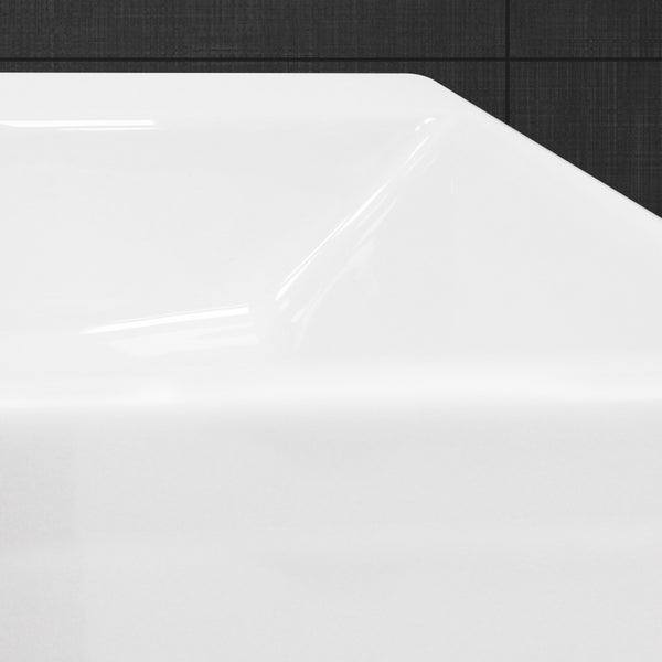 ECD Germany Waschbecken Waschtisch 605x365x130 mm Keramik Eckig Weiß + Wasserhahn Standard Chrom Eckig + Ablaufgarnitur Pop-Up Ventil Weiß, Aufsatzwaschbecken Becken Aufsatzwaschtisch Waschschale