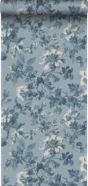 Duro Tapete Blumen Graublau - 53 cm x 10.05 m - 661192