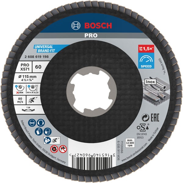Bosch Pro X571 Fächerscheibe, Durchmesser 115 mm, Körnung 60
