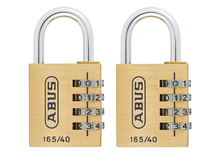 Zwei ABUS Zahlenschlösser 165/40 mit Zahlenkombination und Messinggehäuse