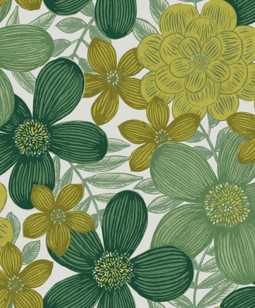 Masureel Tapete Blumen Grün - 53 cm x 10.05 m - 632003