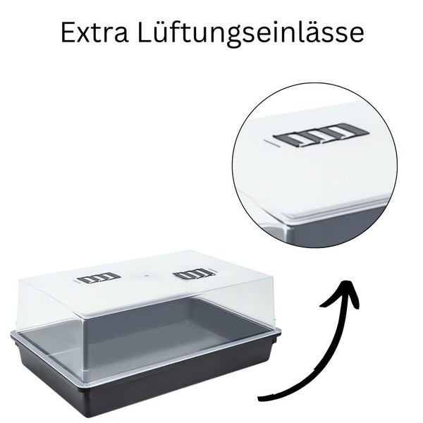 Hartplastik Grow Gewächshaus 57x38x22 cm mit Belüftungssystem – Langlebig, Kompakt & Perfekt für Keimung, Pflanzenzucht & Steinwolle-Tabletts
