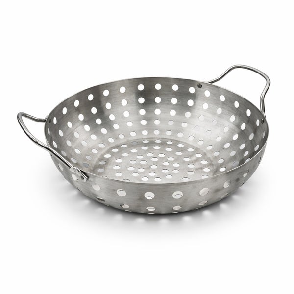 Edelstahl Grillpfanne mit Löchern und Griffen