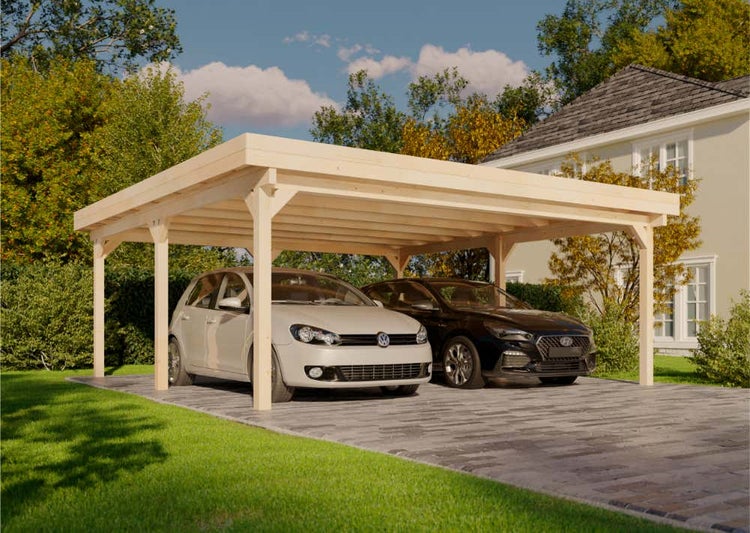 Alpholz Doppelcarport Olaf Carport aus Holz, Unterstand, Überdachung