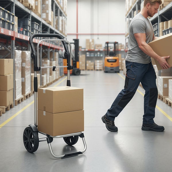 Esstischgruppe mit Klappstühlen und Dekorartikeln auf einem Sideboard