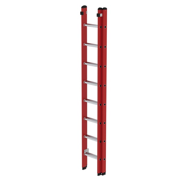 PROREGAL Sprossen-Schiebeleiter 2-Teilig GFK & Alu Ohne Traverse 2 x 8 Sprossen