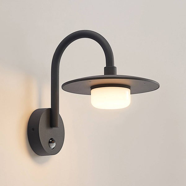 Lucande Wandleuchte außen Zamalino mit Bewegungsmelder (spritzwassergeschützt (Modern) in Schwarz aus Aluminium (1 flammig, GX53) - Wandlampe für Außenwand/Hauswand Haus Terrasse und Balkon
