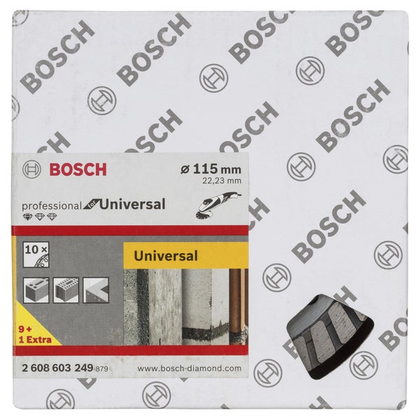 Bosch 10x Diamanttrennscheibe Standard for Universal Turbo, 115x22,23x2x10 mm - 2608603249