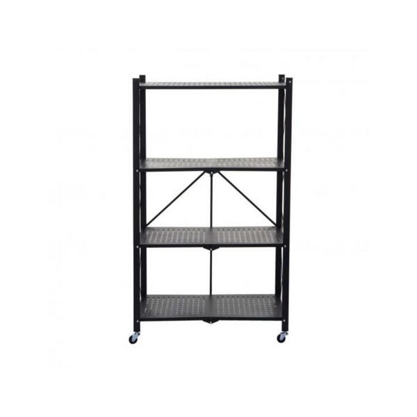 BERLINLODGE KLAP klappbares Regal 4 Fachbäden Belastbarkeit 200 kg HxBxT 127 x 72 x 34 cm Schwarz Klappregal
