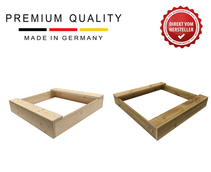 Sandkasten 100x100m Natur Unbehandelt Kinder Clamaro Massivholz Tannenholz