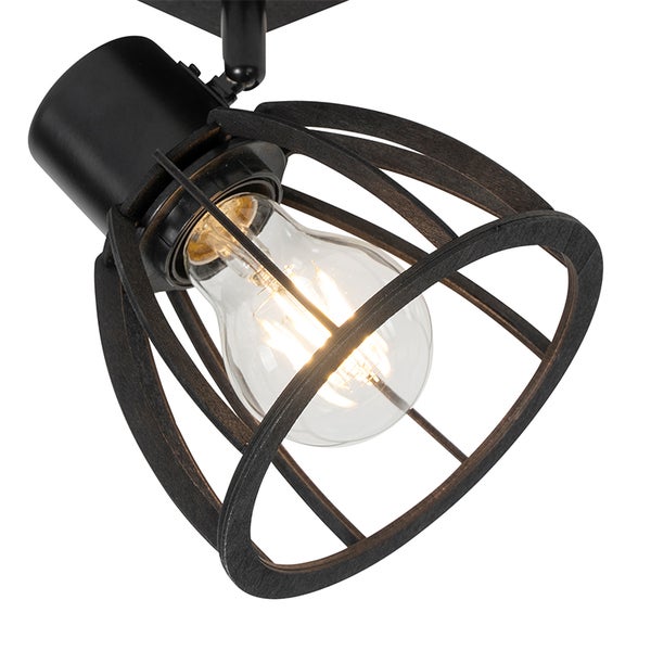 Deckenleuchte mit Holzfassung und Leuchtmittel