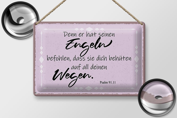 Blechschild Spruch 30x20cm er hat seinen Engeln befohlen