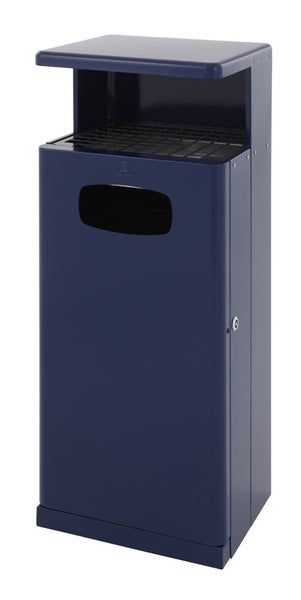 PROREGAL Robuster Kombiascher Mit Dach Für den Außenbereich 55 Liter HxBxT 103 x 40 x 34,5 cm Aluminium Blau