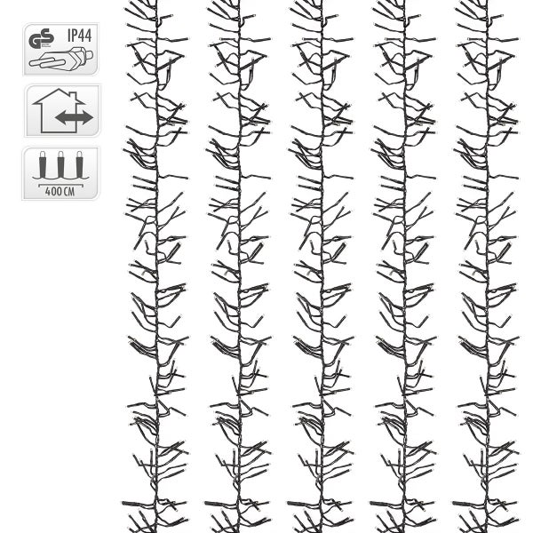 ECD Germany LED Büschel Lichterkette 4,2m 576 LEDs Warmweiß, Strombetrieb, IP44 Wasserdicht, Innen/Außen, Weihnachtsbeleuchtung Weihnachtsbaum Cluster Lichterkette Büschellichterkette Büschelkette