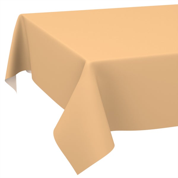 Einfarbige Wachstuchtischdecke in Beige, rechteckig, abwischbare Oberfläche.