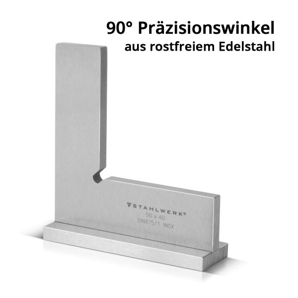 Stahlwerk Praezisionswinkel 90 Grad aus rostfreiem Edelstahl mit Anschlag