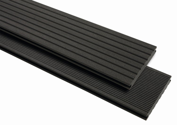 GartenLand WPC Terrassendiele Vintage Massiv 20 x 145 x 3000 mm Anthrazit Genutet und Geriffelt Vollprofil