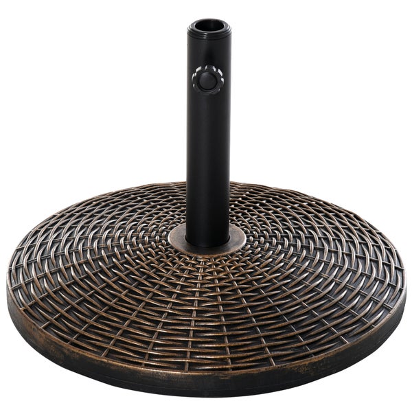 Outsunny Sonnenschirmständer Schirmständer Schirmhalter Schirmfuß 25 kg Rattanoptik Korb Ständer Schirm Ø35/Ø38/Ø48 mm Kunststoff + Zement Antik Bronze Ø53 x 40 cm