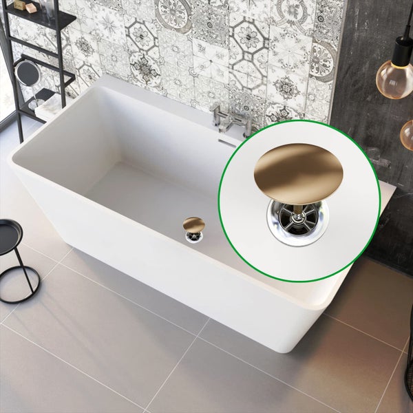 M. ROSENFELD HOME Gold Badewannenstöpsel Ø 72 - Gold Stöpsel Badewanne Gold aus Messing mit Doppel Dichtung - Rostfrei Badewannen Stöpsel Verschluss Badezimmer zubehör