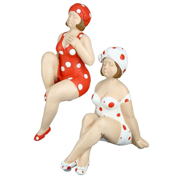 Kantensitzerfiguren GILDE 2er Set BECKY Figuren rot-weiß Höhe 18cm Kunstharz